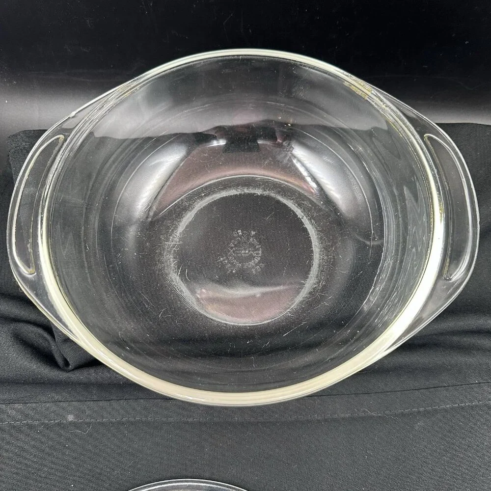 Vtg Pyrex Clear Glass Casserole w/ Etched Floral Lid 023 1.5 QT 623-C 1950s-60s